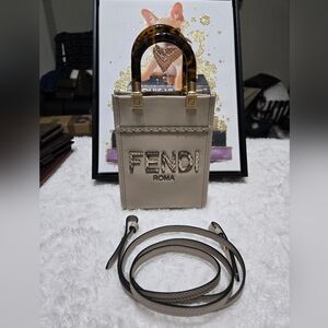 Fendi Shoulder Bag Sunshine Mini With Leather Strap EUC
